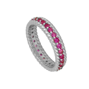 Anillo Trenzado Rubí Silver