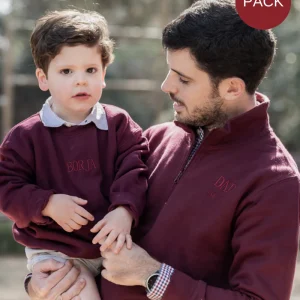 Pack Sudadera Zip personalizada adulto + sudadera cuello redondo niño