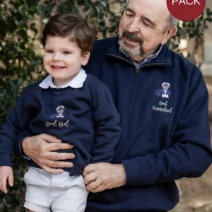 Pack Sudadera Zip personalizada adulto + sudadera cuello redondo niño Oso marinero