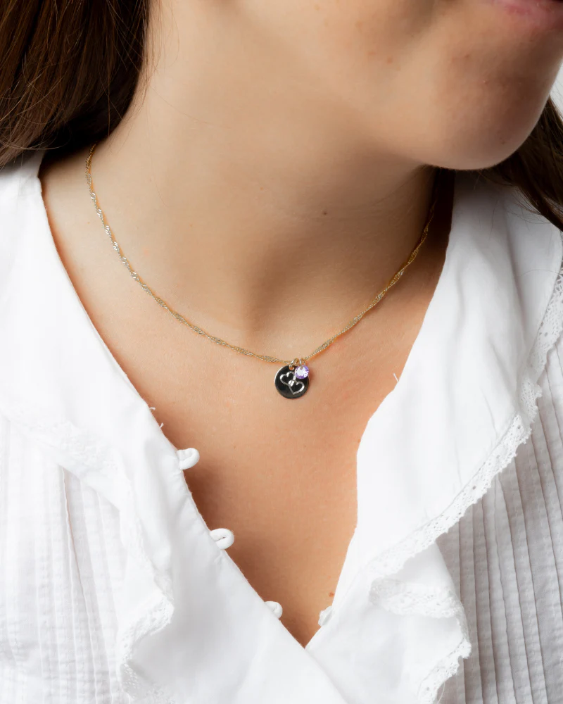 Charm plaquita dos corazones enlazados - Imagen 4
