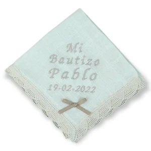Gasa bautizo personalizada bordado nombre y fecha