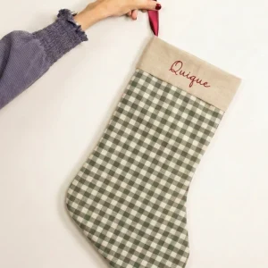 Calcetín de Navidad vichy verde