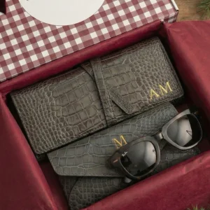 Pack de joyero Croco Taupe + funda de gafas Croco Taupe