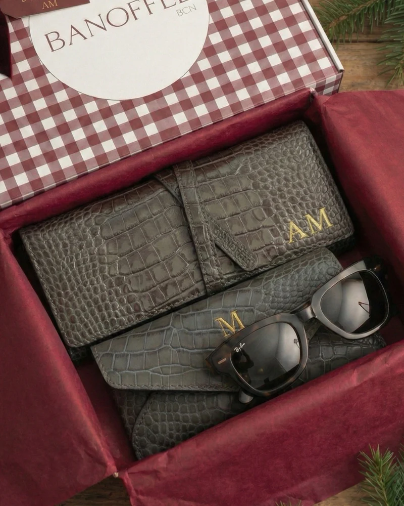 Pack de joyero Croco Taupe + funda de gafas Croco Taupe