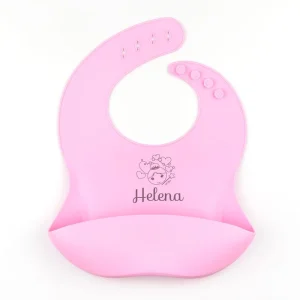 Babero SILICONA Personalizado Nombre + Hada, color a elegir