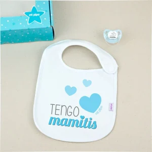 Cajita Babero + Chupete Tengo mamitis azul
