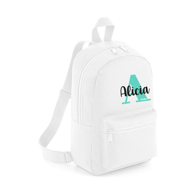 Mochila Medium Nylon Inicial Menta, color a elegir